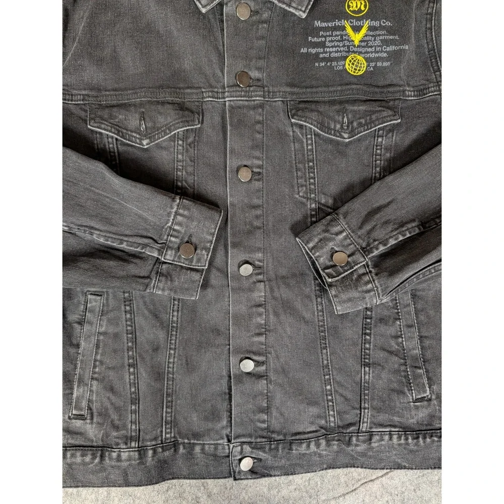 Logan Paul WWE Maverick Clothing Co Men‎ Washed Black Graphic Denim Jacket